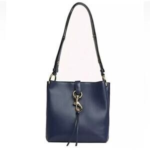 EUC Rebecca Minkoff Megan Small Leather Feed Bag Blue Twilight Gold Hardware